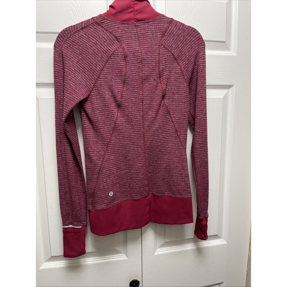 LULULEMON Runderful 1/2-Zip Womens 4 Mini Check Red Berry Rumble Running - Picture 6 of 9